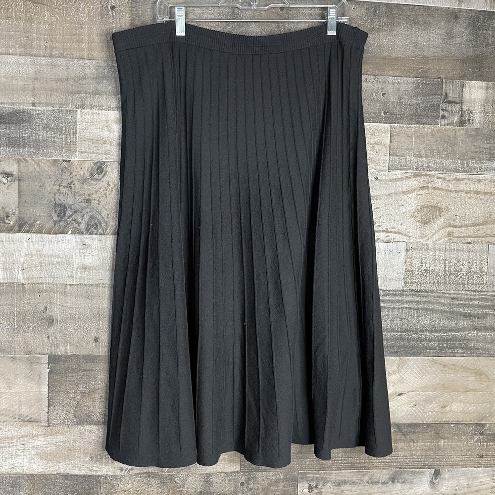 Nine West Sweater Skirt Womens Plus Sz 1X Black Ribbed Stretchy Pull On Textured